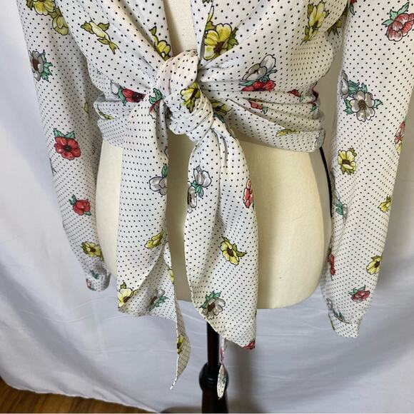 Nasty‎ Gal Collection Tied To You Floral Shirt Women’s Small Polka Dot Blouse - Picture 7 of 15